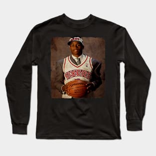 Young Allen Iverson in Sixers Vintage Long Sleeve T-Shirt